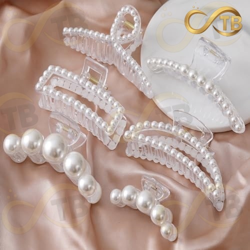 TB Colar ANA 1108 4 PCS Prendedor/Piranha/Presilha Grande de Cabelo com Detalhes de Perola