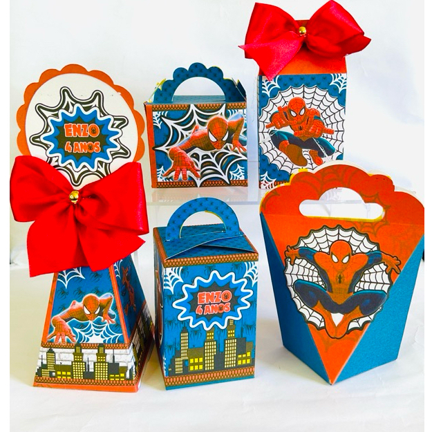 Kit Festa Homem Aranha Caixinhas Personalizadas Lembrancinhas para Festa PEGUE E MONTE