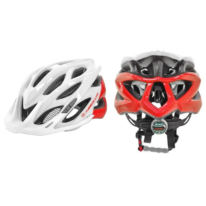 CAPACETE MTB WILD BRANCO/VERMELHO COM LED ABSOLUTE 003159