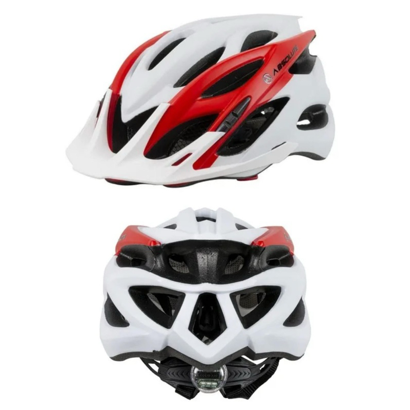 CAPACETE MTB WILD BRANCO/VERMELHO COM LED ABSOLUTE 008250