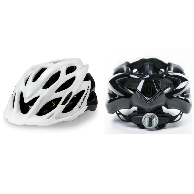 CAPACETE MTB WILD PRETO/BRANCO COM LED ABSOLUTE 008249