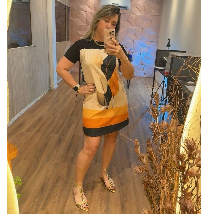 Vestido Plus Size Tecido Leve com Sedinha Digital Uma Escolha Elegante Para Suas Conquistas Diárias em Oferta na Shopee