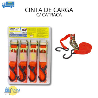 Kit 4 Unidades Cintas Para Carga Com Catraca Para Amarrar Prender Carga 4,5 Metros 25mm Resistente