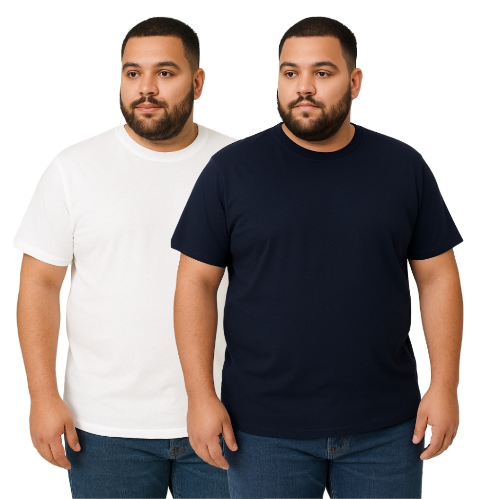 Kit 2 Camiseta Plus Size Dry Fit Com Elastano Masculina - Casual Treino Academia Esportes Exercícios Corrida Masculino