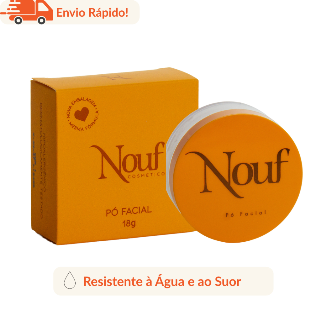 Pó Facial 18g Nouf – Efeito Blur, Vegano, Resistente à Água | Dispensa Blindagem
