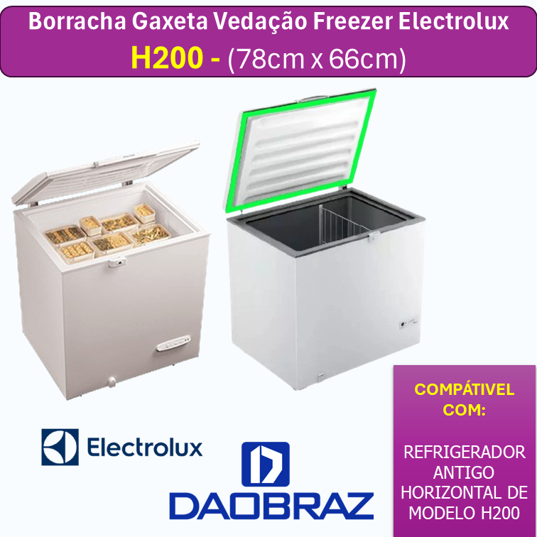 Borracha/gaxeta Modelo H200 antiga compatível com  Freezer Horizontal Eletrolux (78cm x 66cm)