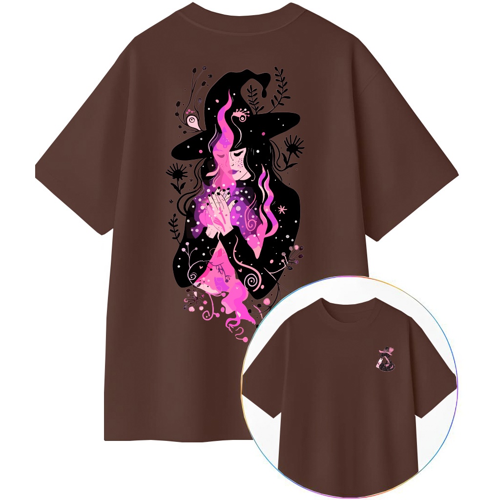 Camisetas Oversized unissex estampa de bruxa streetwear camisa 100% algodão T-shirt Tecido Premium, com conforto