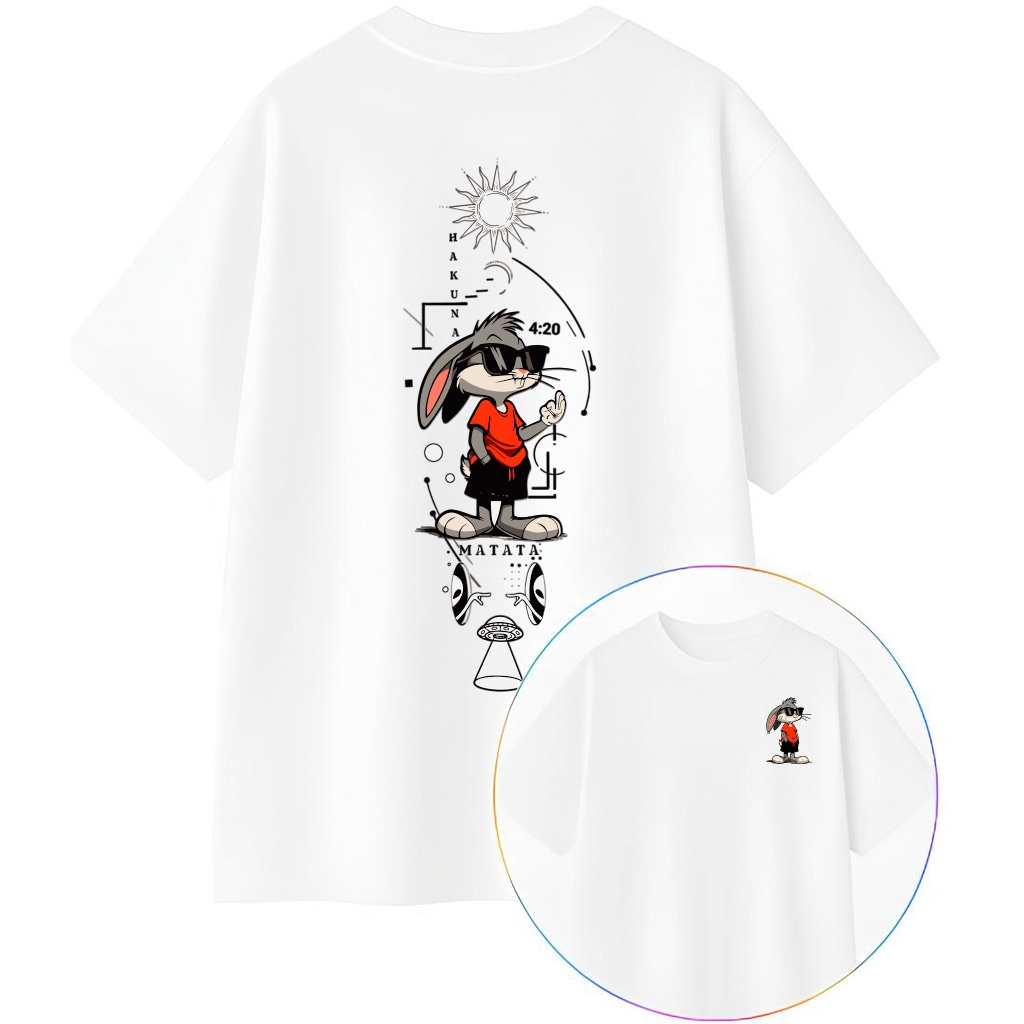 Camisetas Oversized unissex estampa Pernalonga streetwear camisa 100% algodão T-shirt Tecido Premium, com conforto