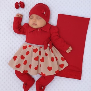Saída de Maternidade Menina Vermelha Tule Coração em Oferta na Shopee