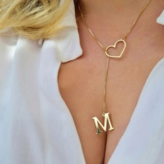 Colar Feminino Gravatinha de Letra Inicial Folheado a Ouro 18 k em Oferta na Shopee