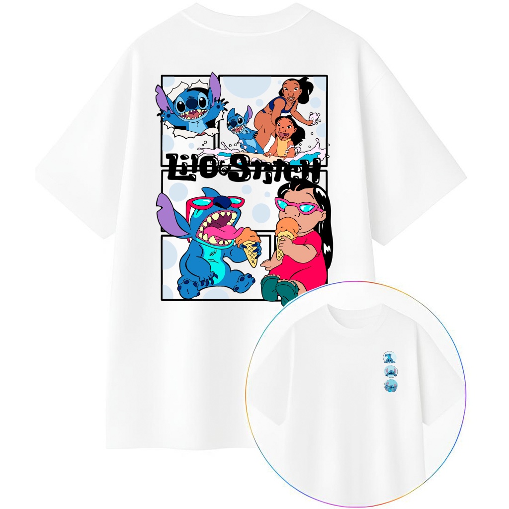 Camisetas Oversized unissex estampa Lilo & Stitch streetwear camisa 100% algodão T-shirt Tecido Premium, com conforto