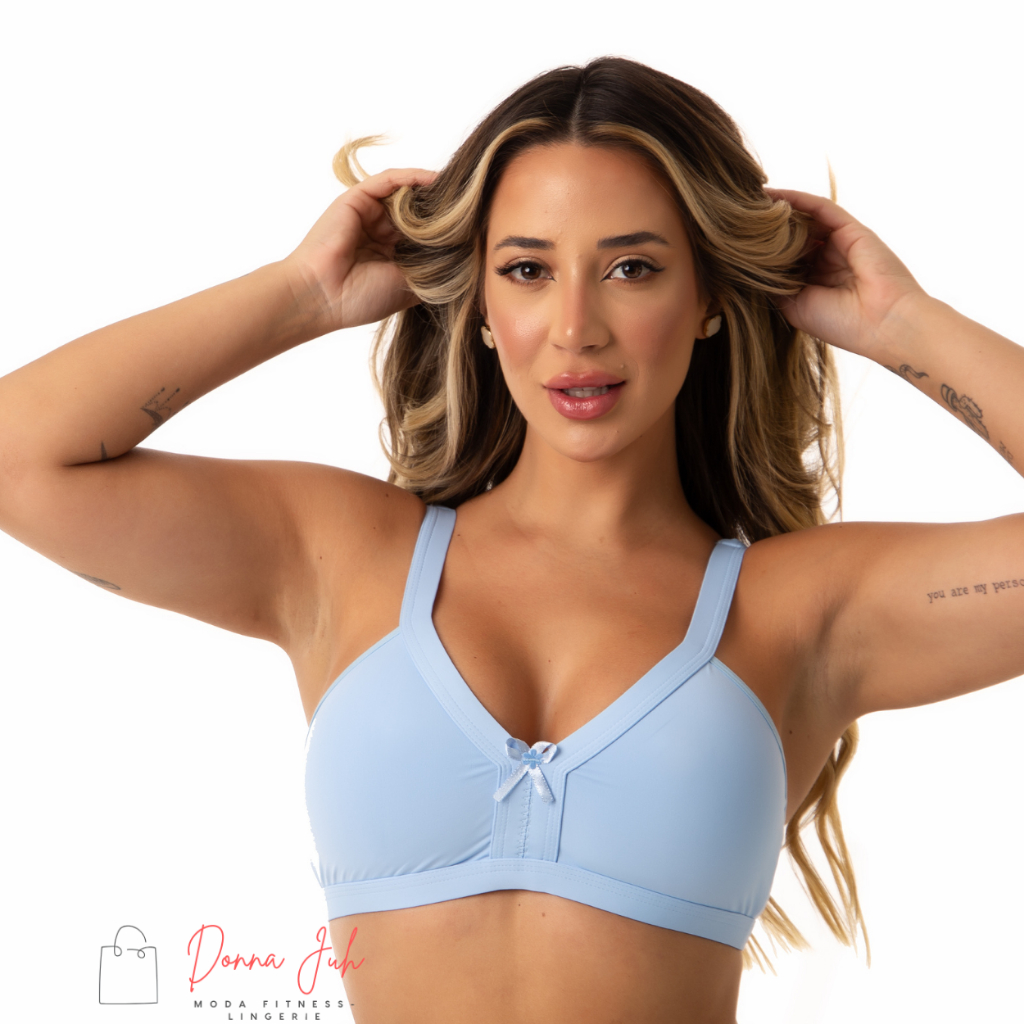 Sutiã Reforçado Básico Decote Feminino Microfibra Alças Encapadas Regulagem Confort Sem Bojo e Aro