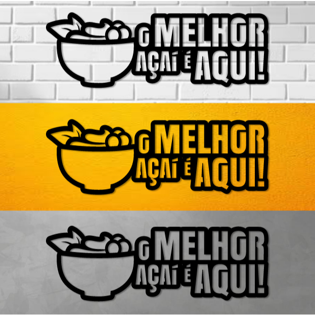 Painel Quadro Decorativo Açaí Açaiteria O melhor açaí MDF preto vazado 3mm