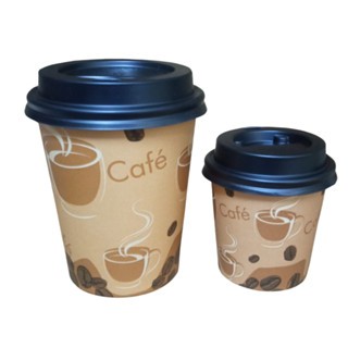 Kit Copo Café Tampa Preta - Copos Papel - 80 Ml + 240 Ml (50 Unid Cada)