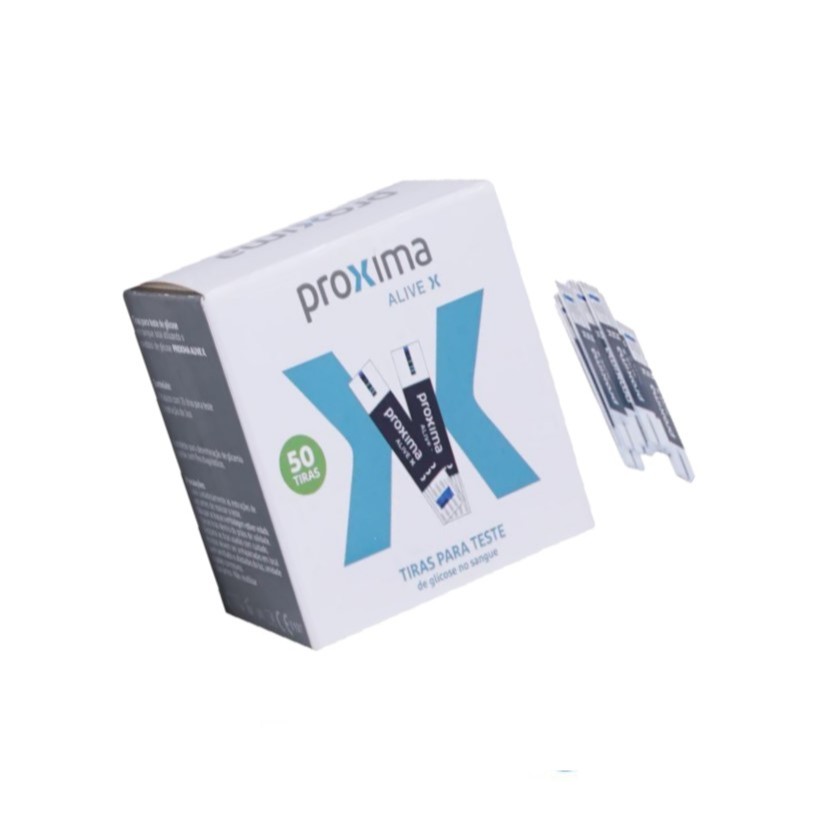 50 Tiras Teste Glicose No Sangue Proxima Alive X em Oferta na Shopee