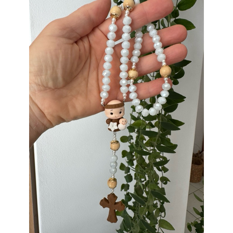 Terço São Francisco  kit com caixa de presente e organza | Terço para presente | Rosário Terço biscuit