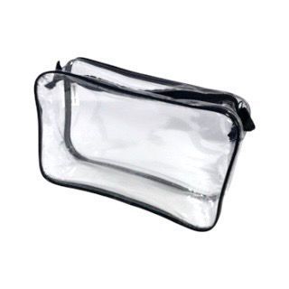 Necessaire inteira transparente PRETA 23x15 para viagem ou dia a dia em Oferta na Shopee