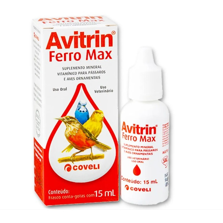Avitrin Ferro Max para Pássaros - 15 mL Coveli em Oferta na Shopee