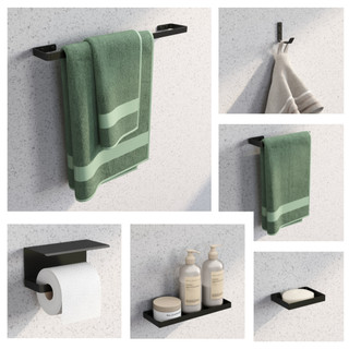 Kit De Acessórios Para Banheiro  7 peças Completo Porta Toalha Papel Sabonete