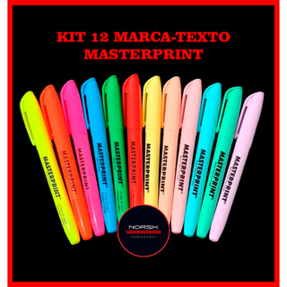 Kit Marca‑Texto Masterprint 12 Cores (6 Neon + 6 pastel) canetas canetinhas coloridas Masterprint em Oferta na Shopee