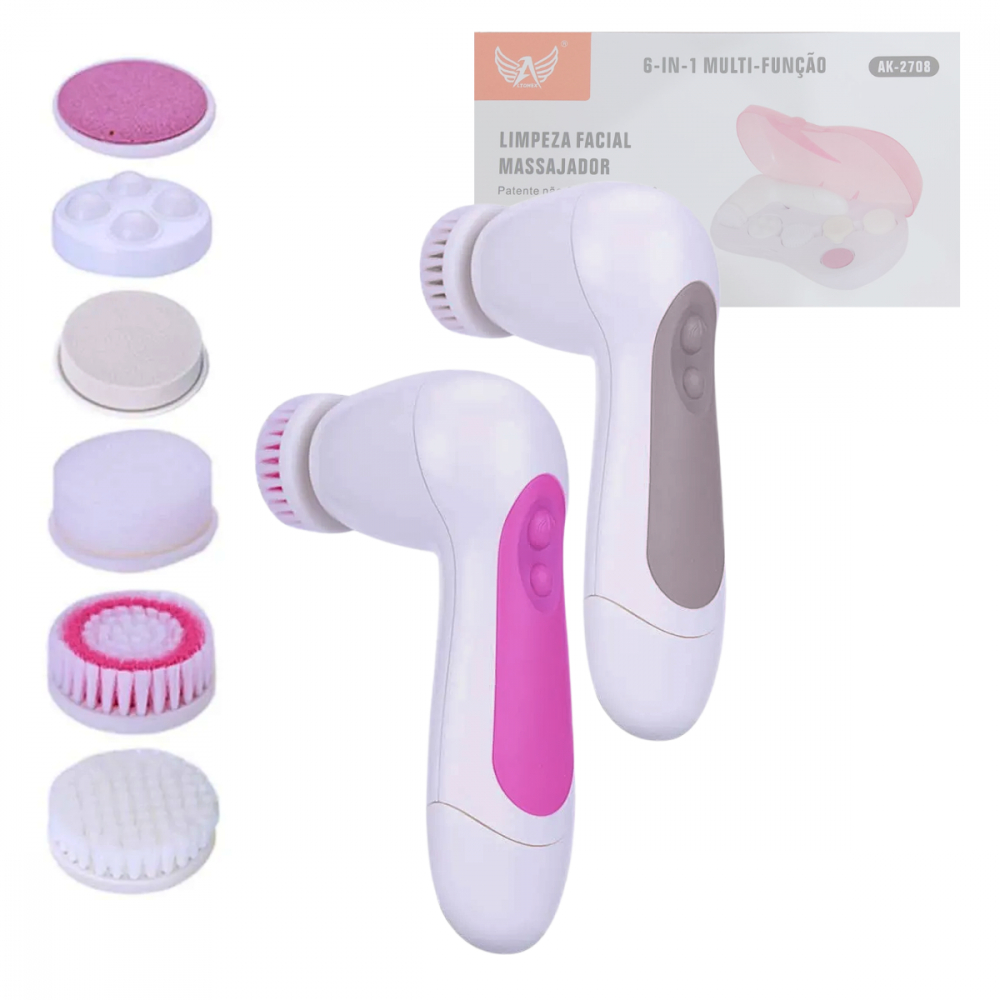 Escova Massageadora Limpeza Facial Eletrica Rotativa 6 em 1 Altomex