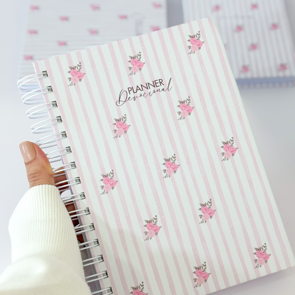 Caderno Devocional Capa Dura Evangélico e Católico A5 Feminino Planner Com Nome 368 páginas