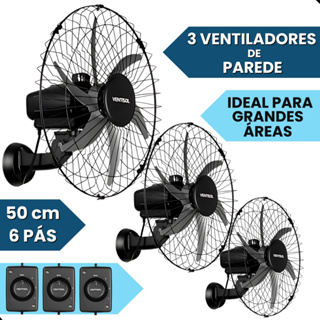Kit 3 Ventilador Parede 50cm Ventisol 6 Pás 200w Bivolt Steel Para Galpão Academia Igreja Escola em Oferta na Shopee