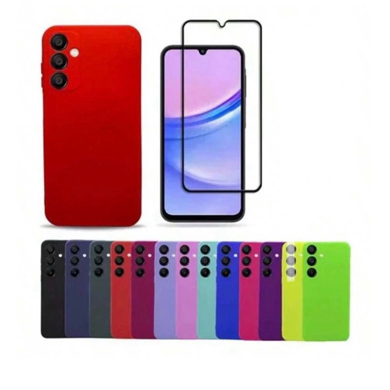 2X1 Samsung Galaxy A15- Capa Silicone Aveludada Colorida Veludo Top + Película Frontal Ceramica 9D