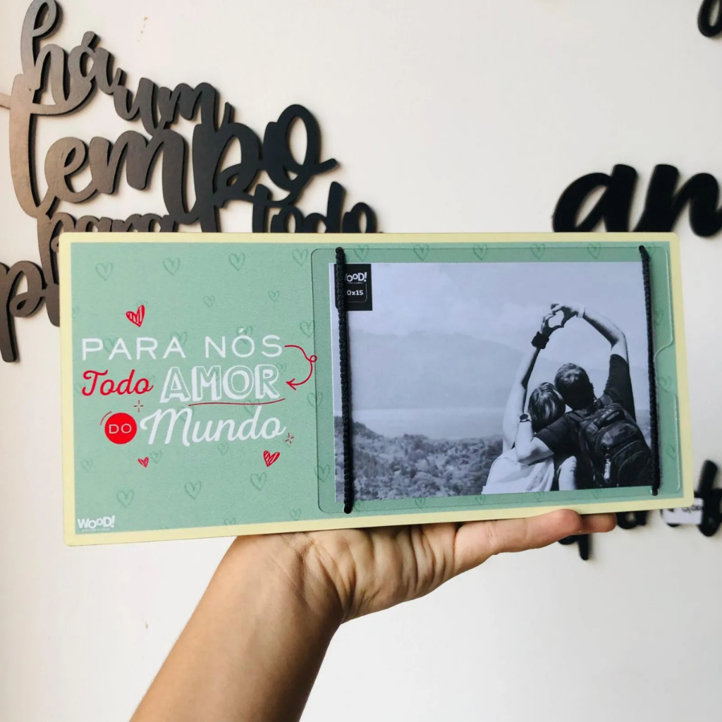Porta-retrato horizontal foto 15x10 foto casal namorados amigos todo amor wood