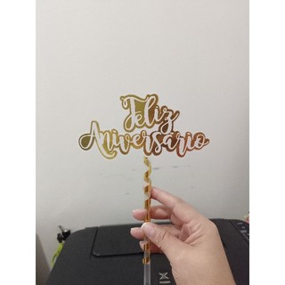 Topo de bolo - feliz aniversário - parabéns - cake topper