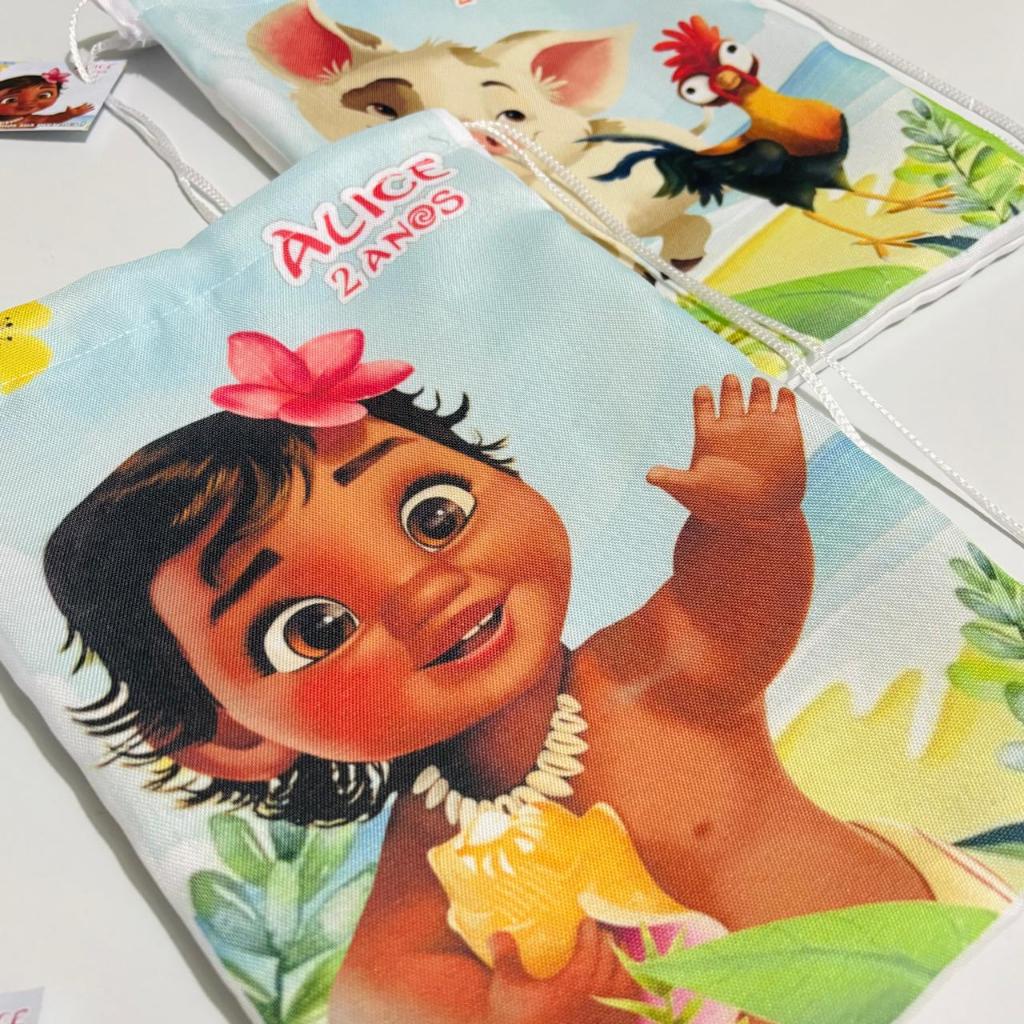 Mochila Personalizada Festa Infantil - Moana Lembrancinha festa infantil - Brinde festa Saquinho