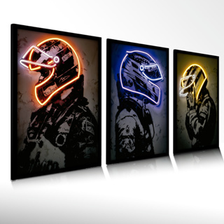 Quadro Decorativo Neon F1 Racing Capacetes Sala Quarto Escritorio em Oferta na Shopee