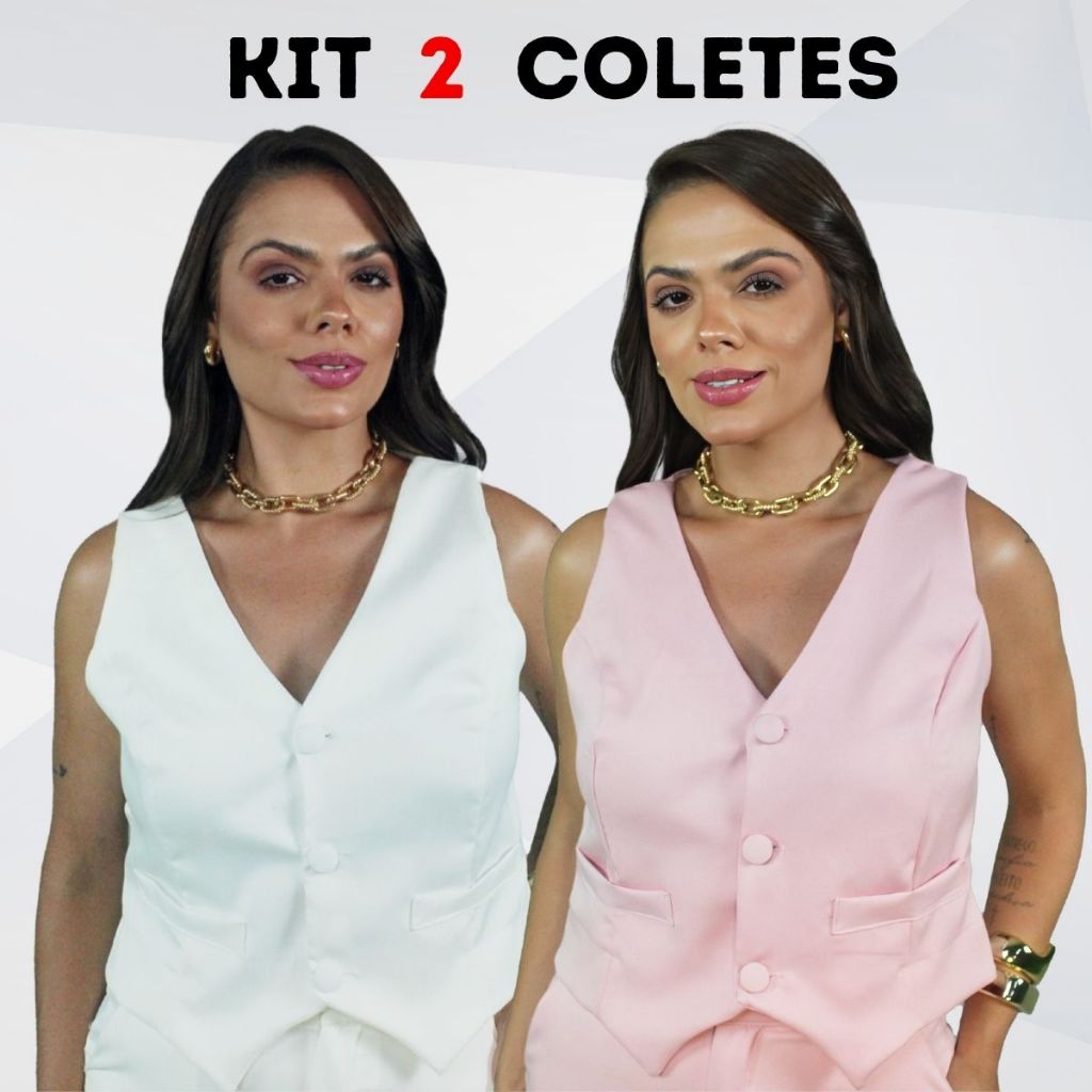 Kit 2 Coletes Femininos Alfaiataria Social Elegância e Estilo Moderno em Oferta na Shopee