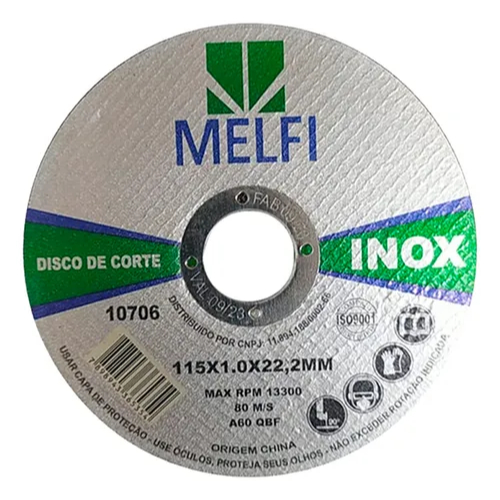Kit Jogo 100 Discos De Corte Fino Inox 4.1/2 X 1,0mm Esmerilhadeira Corta Rápido Resistente 115mm