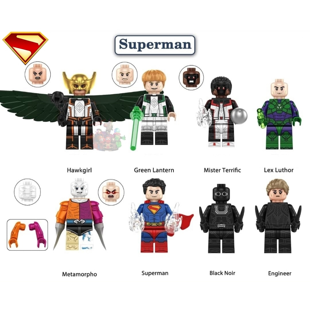 Superman Legacy Minifigures de coleção Lanterna Lex Luthor Mulher gavião miniaturas 5cm M Terrific