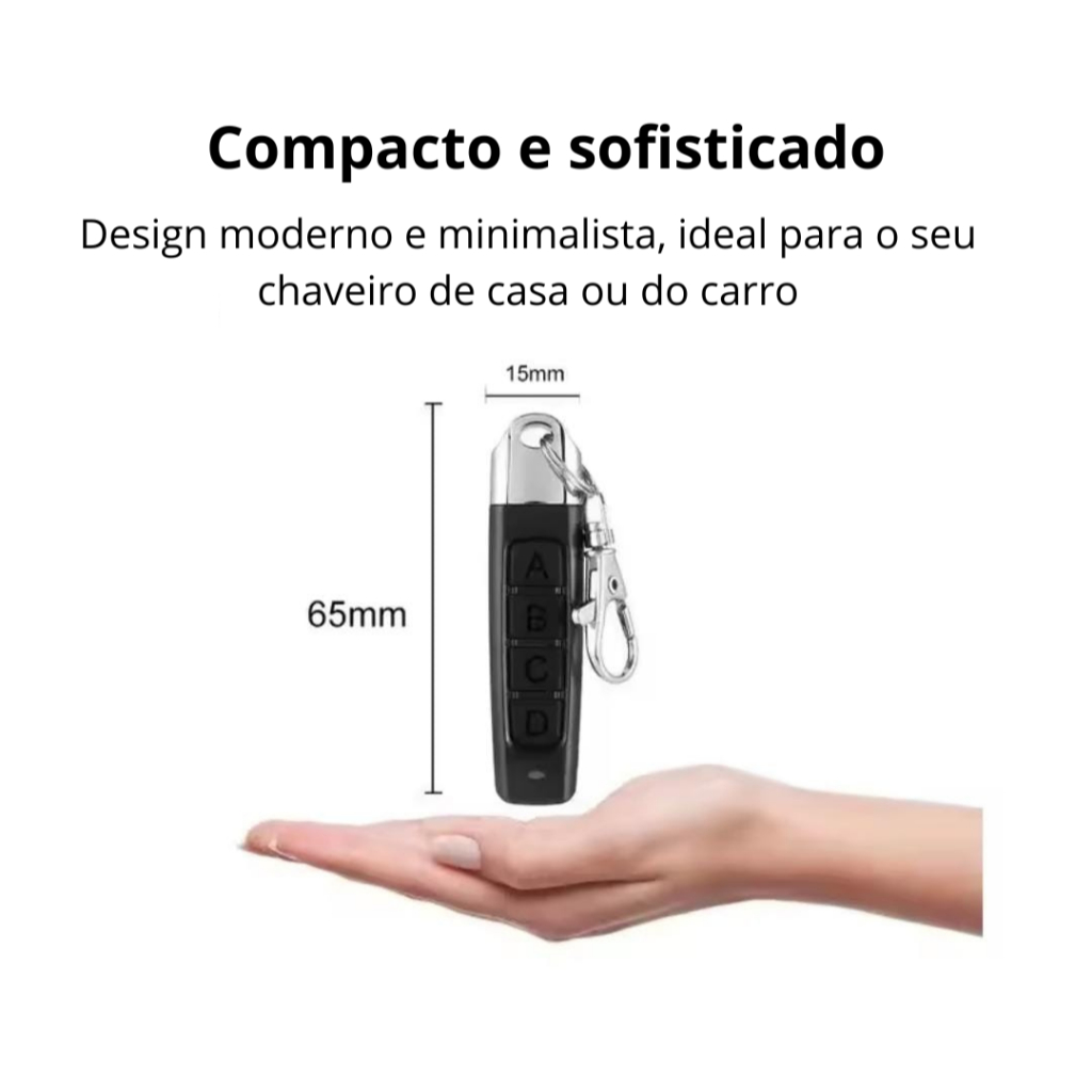 Controle De Portão Eletrônico Slim Universal 433 MHz Com 4 Funções + Bateria Inclusa - detalhe