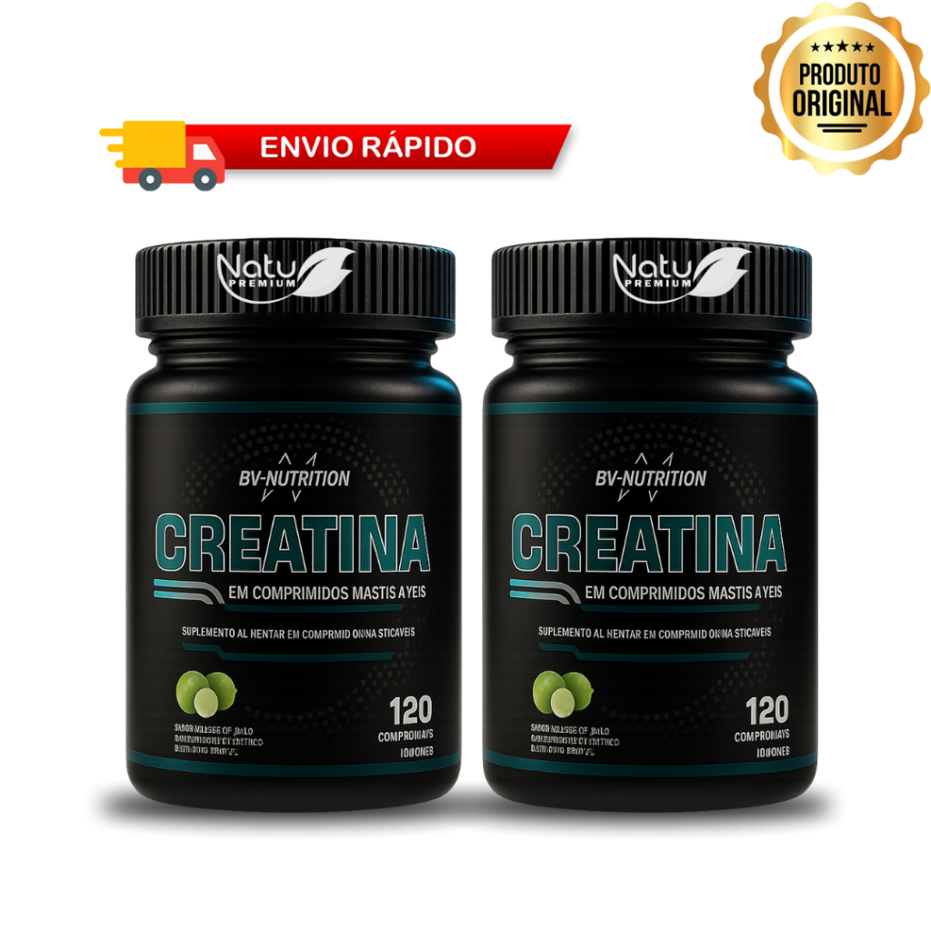 Creatina Pura Mastigável 120 Unidades – Mousse de Limão para Massa Muscular e Força