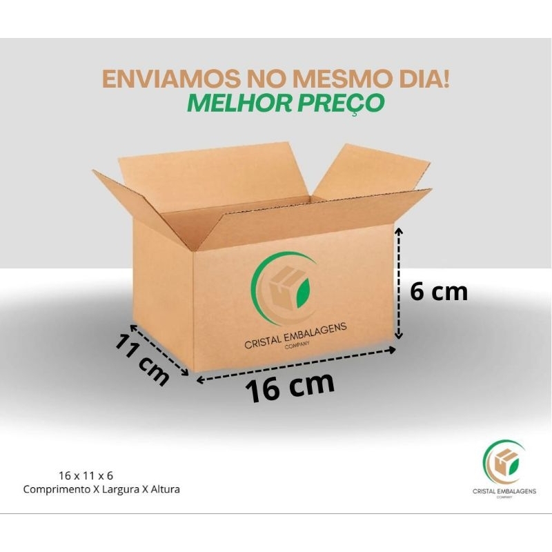 200 Caixa de papelão 16x11x6 PAC Sedex 200 unidades caixa correio pequena