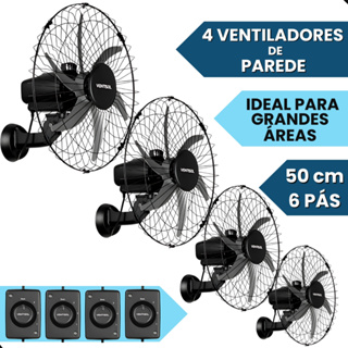 Ventilador De Parede 50cm 110v e 220v Ventisol ( Kit 4 Un ) Stell 6 Pas - Ideal Para Academia Igreja em Oferta na Shopee