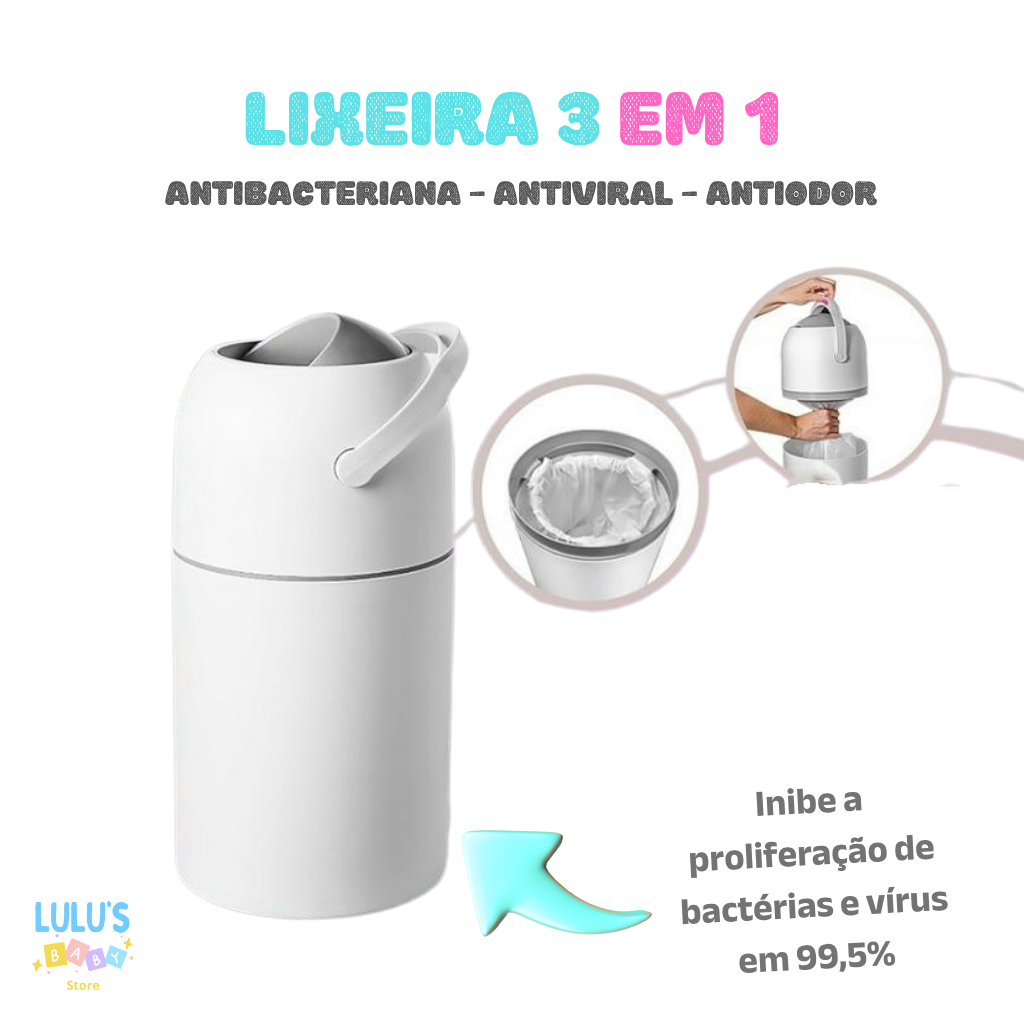 Lixeira Antiodor Antibacteriana para quarto do Bebê, Banheiro, fraldas e Pet, lixeira  Mág...