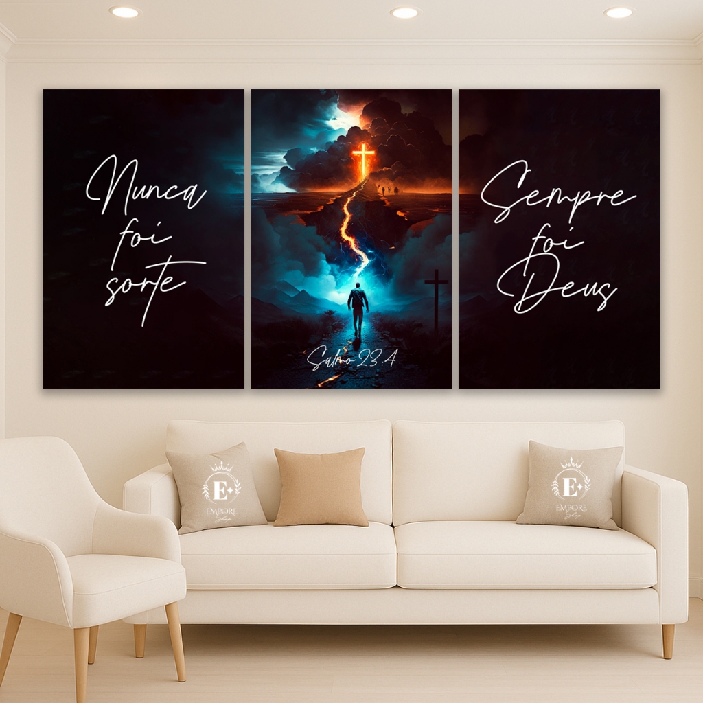 Quadros Decorativos Nunca Foi Sorte Sempre Foi Deus Cruz Jesus Cristão Religioso