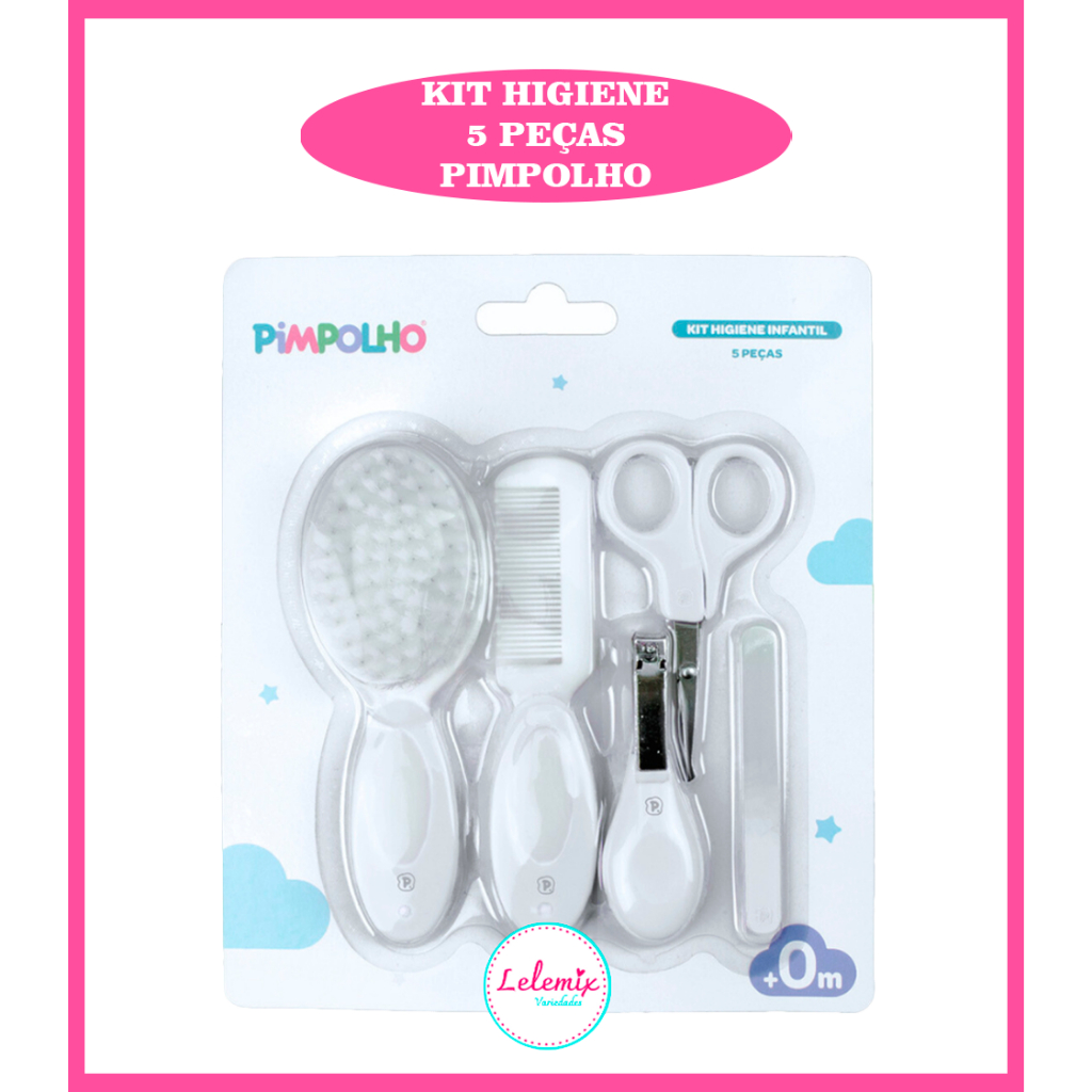 Kit de Higiene bebê recem nascido 5 Peças Branco Maternidade Completo Cuidar do Corpo Bebê Pimpolho