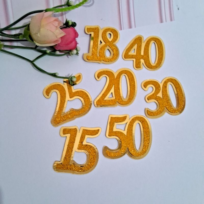 10/20/40 apliques 4cm, números duplos em camadas dourado, 15 anos