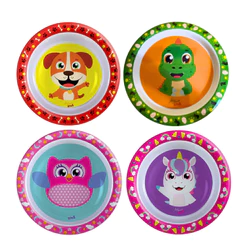 Pratos infantil p/ introdução Alimentar Pratinho fundo p/ Bebê de Animais 16cm
