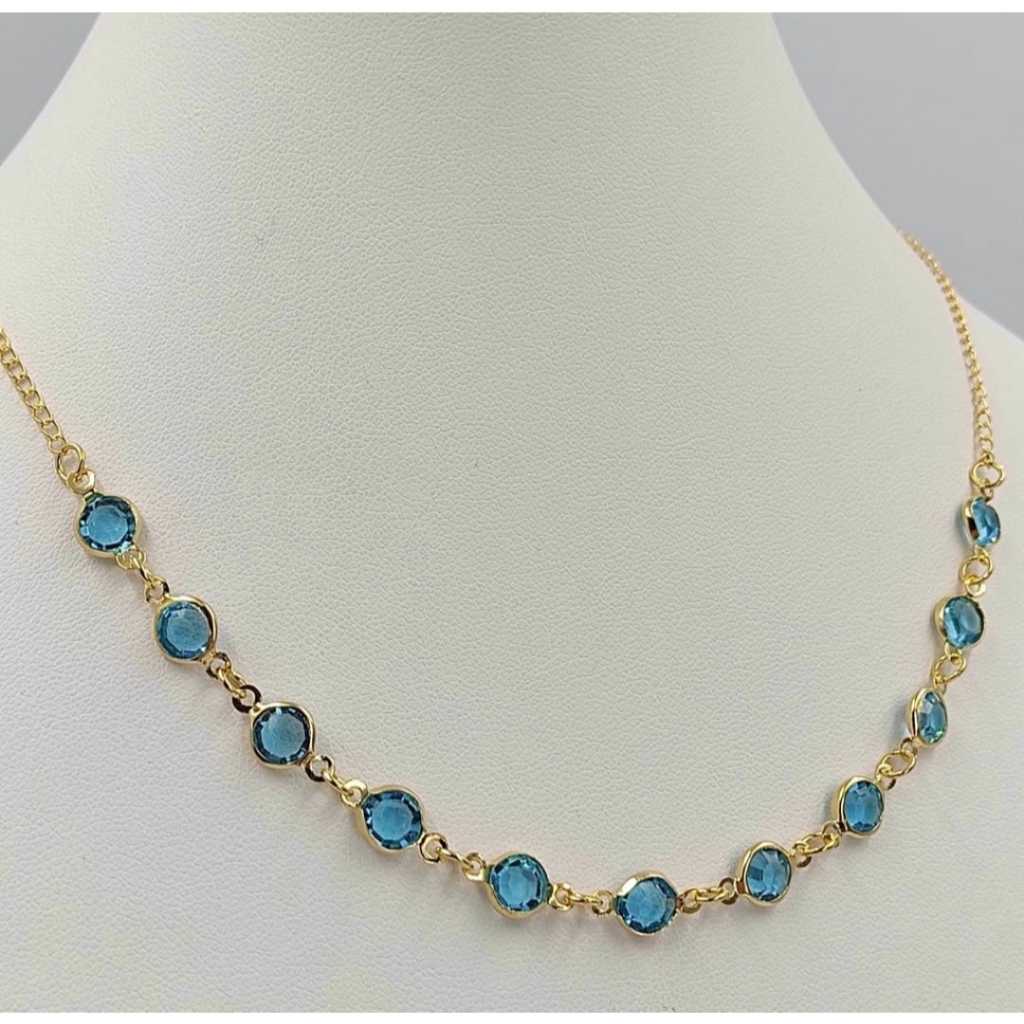 Colar gargantilha choker com Pedras Coloridas – Folheado a Ouro Moda Feminina em Oferta na Shopee