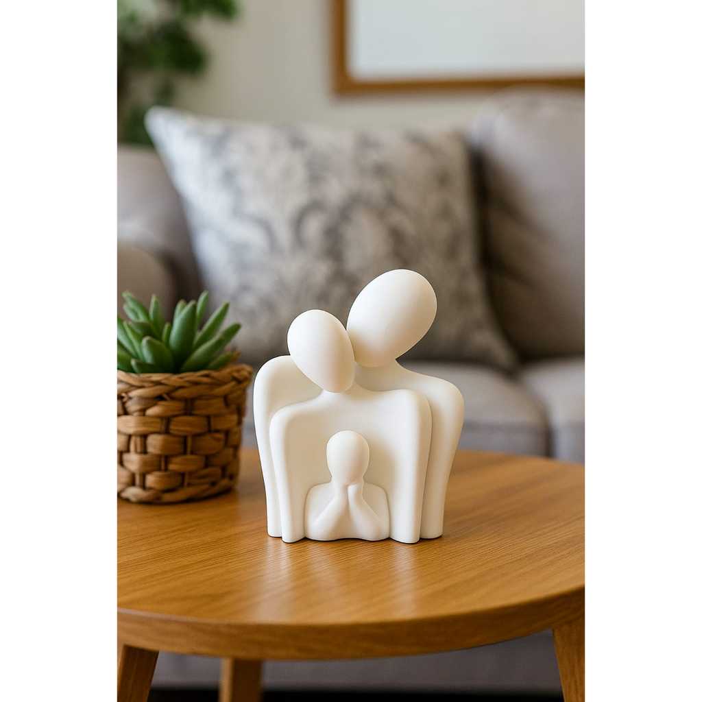 Estátua Família Luxo Decoração Sala, Quarto, Escritório - 3 Integrantes em Oferta na Shopee