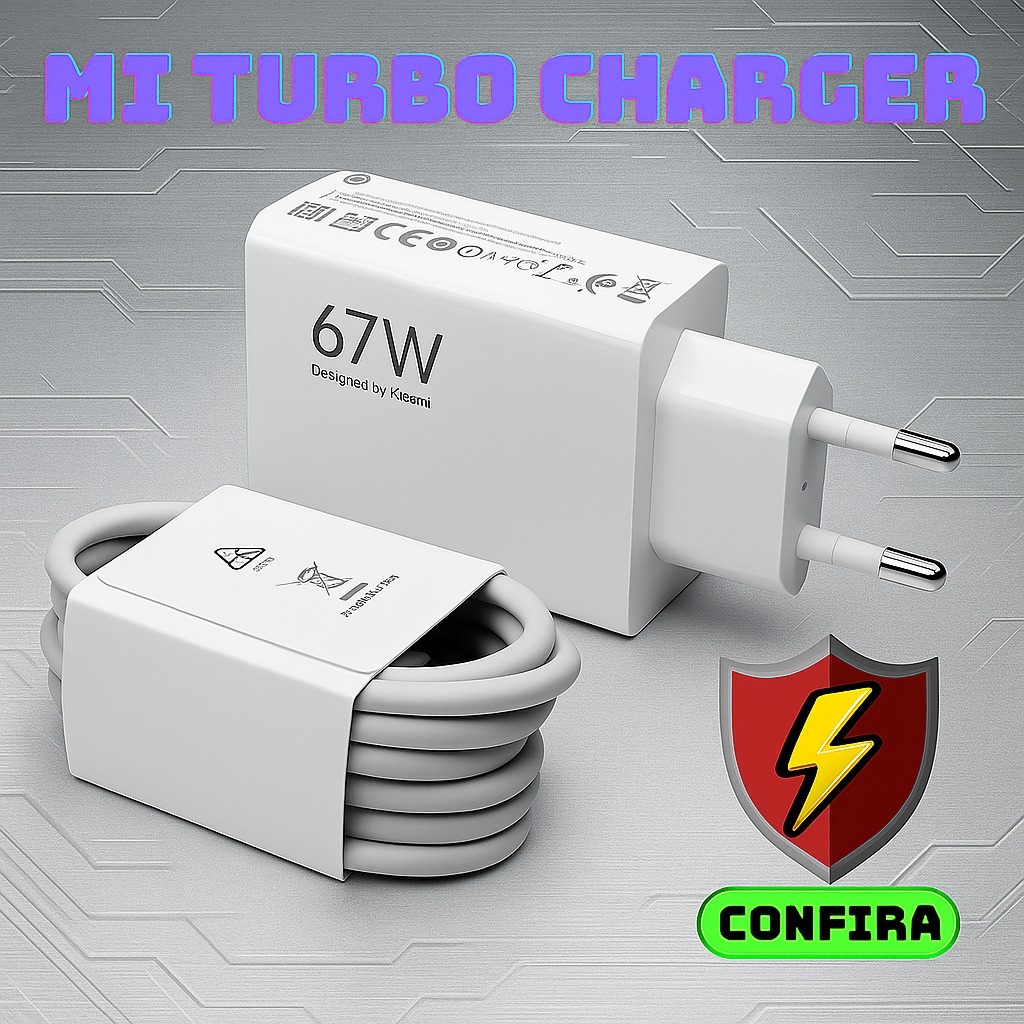 Carregador Turbo Xiaomi 67W Tipo-C Mi Turbo Charge + Cabo USB-C 6A Bivolt Carga Rápida em Oferta na Shopee