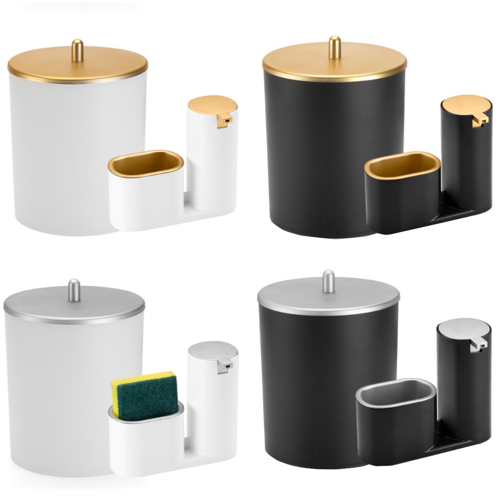 Kit Lixeira Lixinho Lixo Pia Cozinha 5 Litros + Dispenser Porta Sabão Detergente Luxo Moderno Arthi em Oferta na Shopee