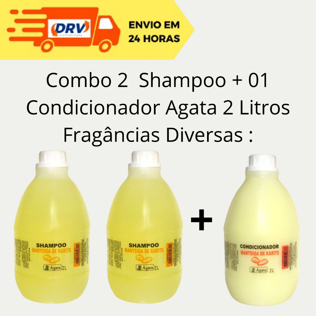 Combo Shampoos e Condicionador Agata  2 Litros Fragâncias Diversas - Galão 2 litros shampoo e cond.
