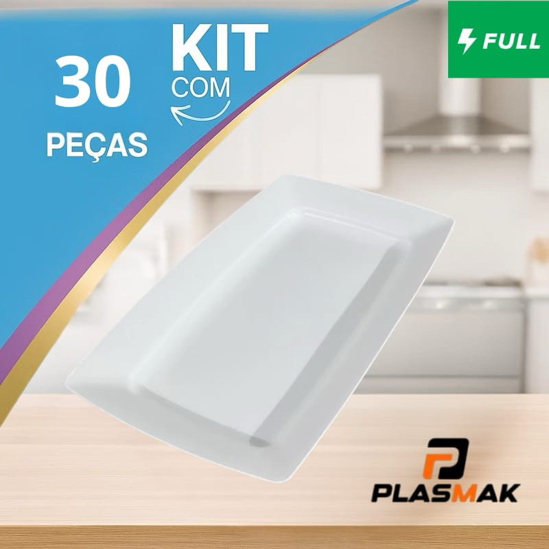 Kit 30 Bandejas Petisqueiras Plástico brancas perfeita para Lanches Porções Petiscos Espetinhos Bares Restaurantes em Oferta na Shopee